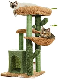 בית החתול של Uvou Cat Toop מגדל החתול עם שריטות פוסט קקטוס חמוד ריהוט לבית עם קן דירה מורדרן חיות מחמד