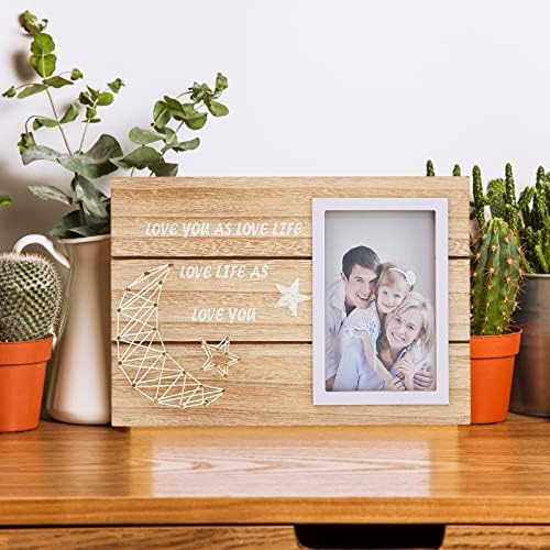מסגרת תמונה מעץ של משפחת פולטה עם גרפיקה אריגת נושא מעולה, תצוגה 4x6 תמונה לקיר או שולחן שולחן,