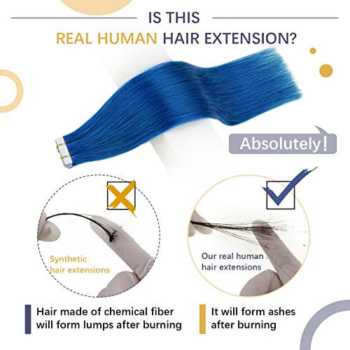 הרבה: כחול קלטת בתוספות שיער שיער טבעי 20 אינץ 25 גרם/10 יחידות ושחור מתולתל קלטת בתוספות שיער אמיתי שיער 20 אינץ