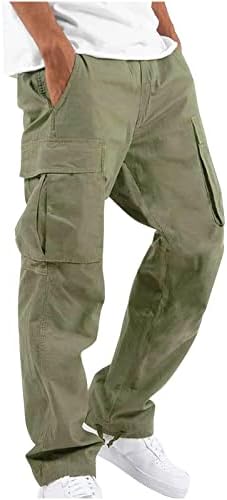 הויומי גברים של כיס רב מכנסיים חיצוני מטען אצן מכנסיים עבודה טיולים טקטי רופף ישר מכנסיים מכנסי טרנינג,חום