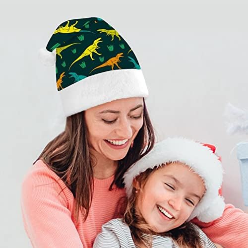 טירנוזאורוס דפוס חג המולד כובע סנטה כובע עבור יוניסקס מבוגרים נוחות קלאסי חג המולד כובע עבור מסיבת חג המולד
