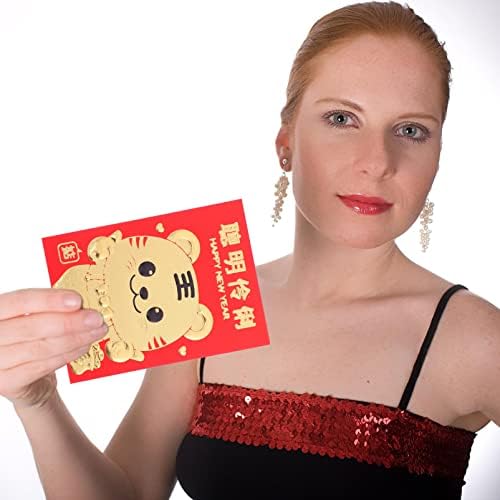 סיני חדש שנה אדום מעטפות: 60 יחידות 2022 סיני נמר שנה כסף מנות נייר זהב טייגר הונג באו לאי לראות עבור