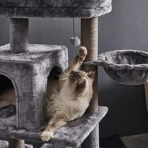 45 סנטימטרים רב-רמת חתול מגדל, חתול מגדל, חתול עץ סטנד, עם ערסל & סיסל-מכוסה מגרד הודעות, 2 יוקרה