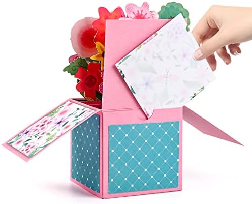 כרטיס פופ זר ג 'יפו 3 ד', כרטיס מתנה ליום האם, כרטיס יום הולדת עבורה, כרטיסי ברכה לקופסת פרחים 3 ד ' עם כרטיס