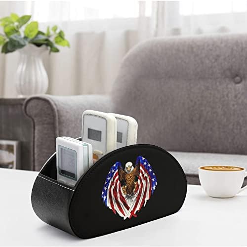 דגל אמריקאי ונשר מודפס טלוויזיה מארגן מרחוק מחזיקי בקרת קופסאות PU מעור 5 מיכל אחסון