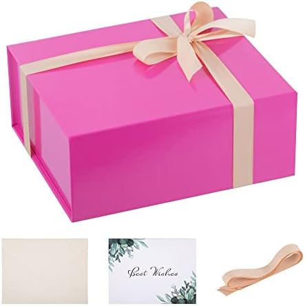 קופסאות מומופאק 8 על 7 על 3.3 אינץ ' עם מכסים, קופסאות מתנה קראפט ורודות לימי הולדת חג המולד, קופסת מתנה