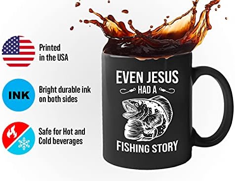 הנוצרי קפה ספל 11 עוז שחור-אפילו ישו היה דיג סיפור-דתי התנך ישו אמונה צלב מצחיק נוצרי בדיחות