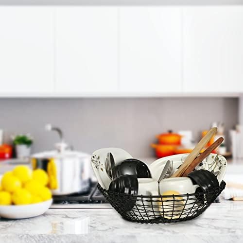 קערת פירות חוט דקורטיבית עיצוב מודרני סל מתכת מסוגנן מושלם למארגן משטח המטבח אביזר/עיצוב ביתי/אחסון