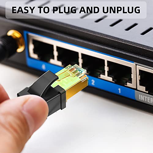 Shindkee Cat 8 כבל Ethernet 30 ft, כבל אינטרנט מקורה/חיצוני, כבל רשת LAN במהירות גבוהה, כבל רשת LAN
