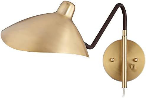 360 תאורת קולבורן אמצע המאה מודרני נדנדה זרוע קיר מנורות סט של 2 עתיק פליז זהב שחור התוספת אור קבועה