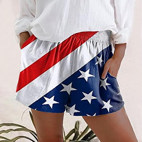 Ruiruilico דגל אמריקאי דגל אמריקאי מכנסיים קצרים פטריוטיים בקיץ מכנסי חוף מזדמנים רופפים מתאימים רגל רחבים