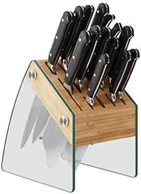 קש זכוכית סכין מחזיק-מטבח סכין בעל אחסון מתלה 12 חריצים, במבוק סכין מחזיק אספקת מטבח