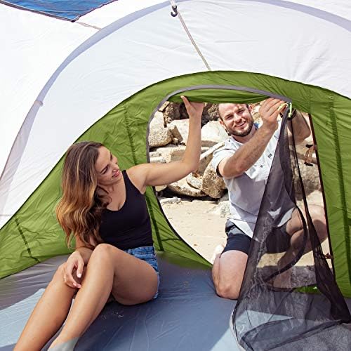 ירח נס צצים אוהל 4 אדם קמפינג אוהל עמיד למים אוהל 3 מאוורר רשת חלונות, 2 גדול דלתות מיידי אוהל