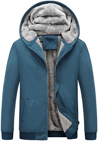 Yeokou mens zip up קפוצ'ונים בחורף מעילים משקל כבד של שרפה צמר מעילים חמים מרופדים