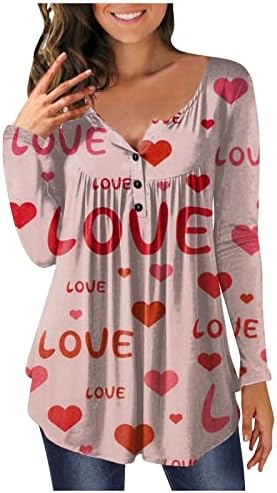 חולצות יום האהבה של Pimoxv נשים קפלים מחבוא בטן חולצות בטן חצי טוניקה חולצות לבוש לבוש פתוח ללבוש עם חותלות