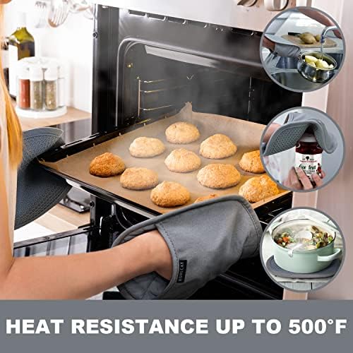 RORECAY תוספות ארוכות במיוחד ומערכות מחזיקי סיר: כפפות ותנור סיליקון עמידות בחום לבישול אפיית מטבח,