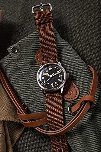 השעון האבוד של טום רייס - שעון יד מכני מתפתל אוטומטי מסוג 11 שעון צנחן ותיק - רצועת ניילון חומה עם מארז פלדה
