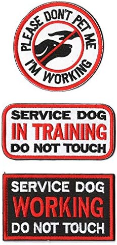 3 טלאי כלבים של שירות חבילות עם גיבוי וו וולאה - תג טלאי מורל צבאי טקטי - תגיות לרתמת חיות מחמד אפוד