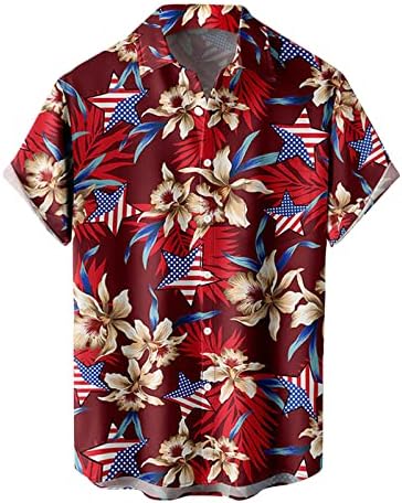 Zddo Mens Hawaiian חולצות, כפתור חוף קיץ למטה שרוול קצר צווארון הצווארון הדפס פרחוני נינוח חולצת אלוהה