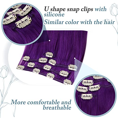 טיפוס קליפ שיער הרחבות סגול צבעוני להדגיש מסיבת שיער הרחבות קליפ אמיתי שיער טבעי 18 אינץ 70 גרם כפול ערב
