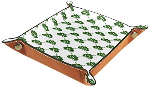 Lyetny יפנית מארגן דפוס ירוק מסורתי מגש אחסון מיטה מיטה מיטה קאדי שולחן עבודה מגש החלפת ארנק מפתח