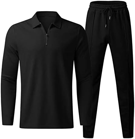 גברים Ozmmyan שני מגדלים ספורטיביים מזדמנים אופנה מוצקה חליפת ספורט חליפת רוכסן מכנסי שרוול ארוך מכנסי אימונית