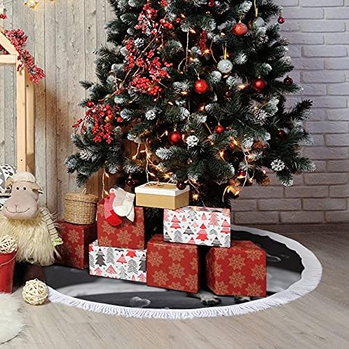 צ'יוואווה עם לבבות בועות עץ חג המולד מחצלת חצאית עץ עץ עץ עם גדילים למסיבת חג חג המולד קישוט 48 x48