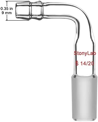 Stonylab זכוכית כפוף מתאם כניסת כניסה עם מפרק זכוכית זכר של 14/20 ו -9 ממ כלי זכוכית של חיבור צינור, אריזה