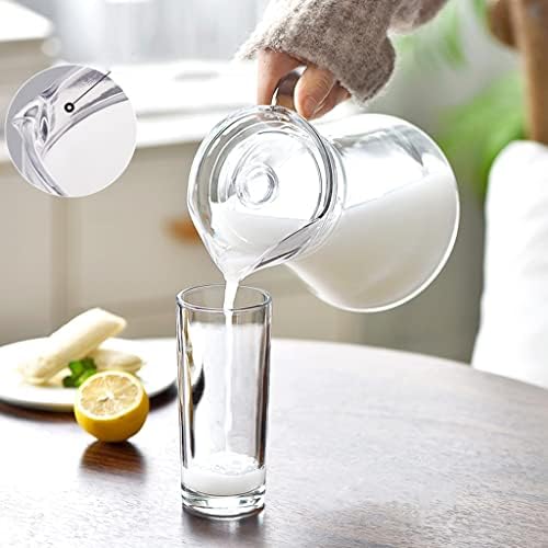 קנקן זכוכית 2 יחידים עם מכסה למיץ תה קר חלב קר או משקאות חמים מדיח כלים בטוח, ניתן לחמם/לקירור, 1300 מל/44oz