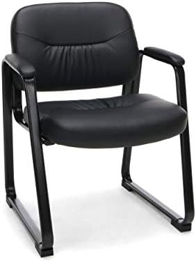 9015 מלוכדות עור מנהלים צד כיסא עם מזחלת בסיס, שחור, שחור