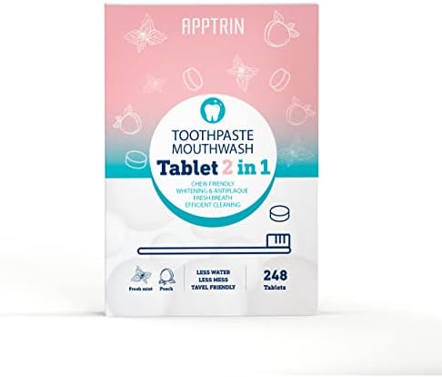 טבליות משחת שיניים של אפרין, 248 חבילה טבליות עקיצות פה לעיסה לטיפול בשיניים, הלבנת כרטיסיות