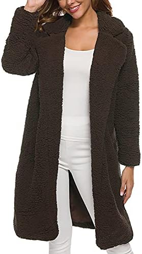 עבודת אופנה טוניקה חורפית מעילי שרוול ארוך מעילי עם כיסים מתאימים לצבע אחיד קרדיגן נגד צוואר צמר