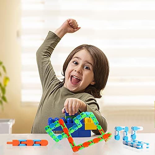 SoulLife 48 חבילה 24 קישורים רצועות מטורפות מצמדות ולחץ על צעצועים לקשקש, מתנה ליום האהבה לילדים,