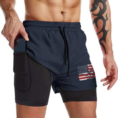 BlackTeak's גברים 2 ב 1 מכנסיים גרפיים אימון אימון מפעיל מכנסיים קצרים בגודל 7 אינץ 'מכנסי כושר אתלטים קלים עם