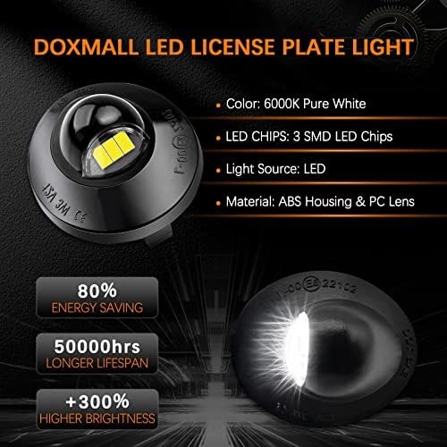 Doxmall LED לוחית רישוי לוח אור הרכבה 2 יחידות תגים לבנות עם שקעי אור רישיון תואמים ל- F150 F250 F350 Super Duty