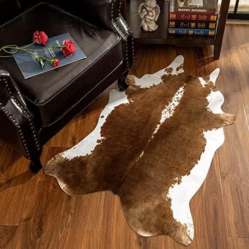 שטיח פרה של ארוגאן פרמיום פו 4.6 x 5.2 רגל, שטיחי הדפס פרה עמידים וגדול