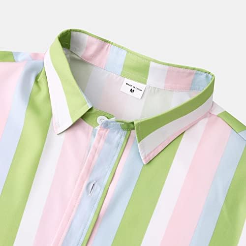 חולצות מזדמנים של Zddo Mens נופלות שרוול ארוך כפתור פס אנכי למטה טלאים חולצת עבודה עסקית חולצת התאמה