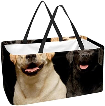 סל קניות לשימוש חוזר כלבים לבנים ושחורים ניידים שקיות מכולת פיקניק מתקפלות תיק קניות סל כביסה