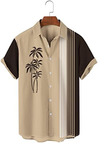 חולצות הוואי הגברים של ZDDO כפתור למטה שרוול קצר טלאים טלאים טלאים רגועים חולצה וינטג