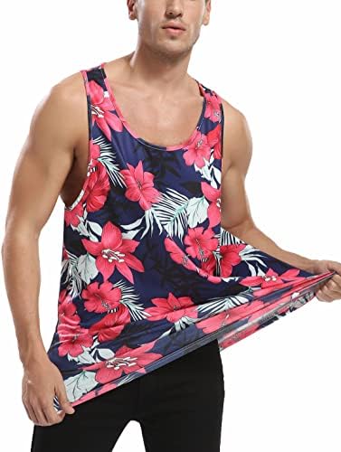 גברים גופיות קיץ פרחוניות גופיות הוואי חולצות טריקו ללא שרוולים בהוואי