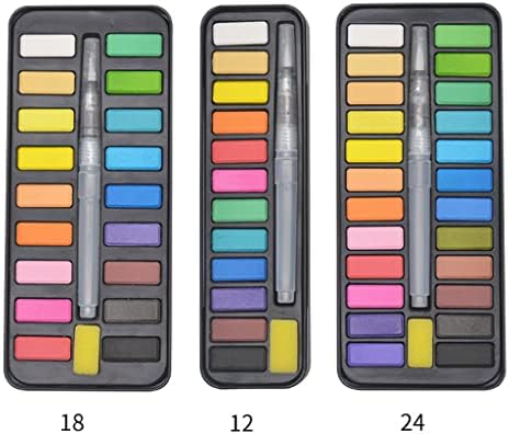 SEASD 12/18/24 צבעים סט צבעי צבעי מים מוצקים קופסת מתכת ניידת עם אספקת אמנות מקצועית של בית הספר
