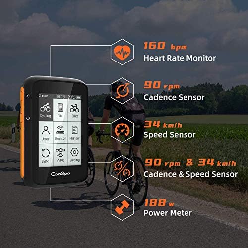 אופניים COOSPO מחשב GPS אלחוטי, מד מהירות אופניים עם תאורה אחורית אוטומטית, מחשב GPS רכיבה על אופניים