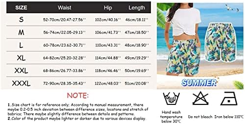 מכנסיים קצרים מזדמנים לנשים קיץ מכנסי חוף נוחים המותניים אלסטיים הדפס פרחוני עם 2 כיסים מכנסי נשים