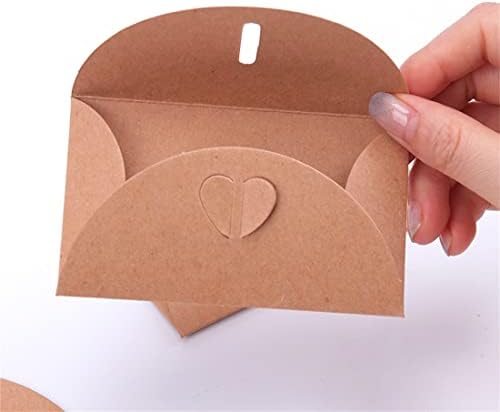 מעטפת כפתור אהבה וינטג ', כרטיס מתנה של קראפט נייר בעבודת יד נייר מיתר חמוד מחזיקי מכתבים רומנטיים,