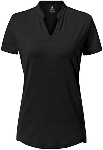 Gopune Women's V Neck Golf חולצות פולו ללא צווארון שרוול קצר משקל קל משקל טניס יבש מהיר