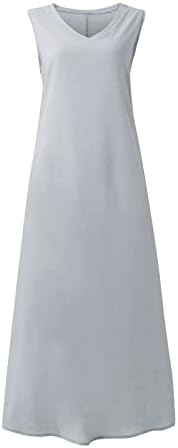 שמלות מקסי מזדמניות מקסימליות של HCJKDU לנשים נושאות צוואר ללא שרוולים מזדמנים.