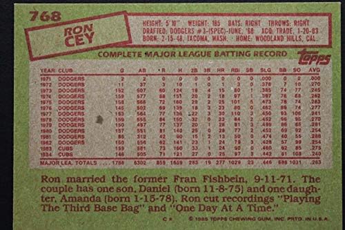 רון קיי שיקגו קאבס חתימה משנת 1985 Topps 768 כרטיס חתום 16L