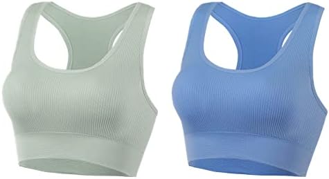 Amriy Racerback Sports Bras לנשים תמיכה בינונית תמיכה חזייה מרופדת ספורט נשים חלקה של נשים חזייה אלחוטית