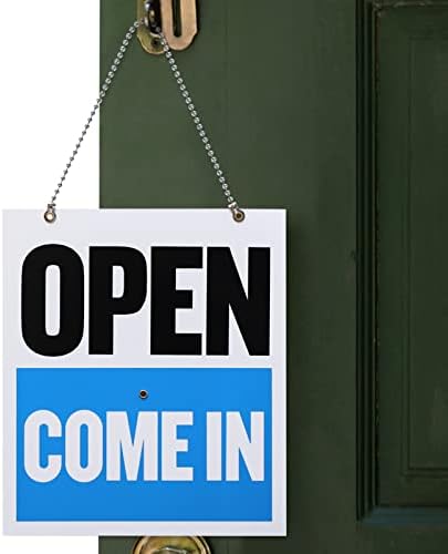 Nuobesty Open and Skene Door Sign, Open At In/יחזיר שלט עם שלטי צדדים של ידיים עם רשת תלייה לחנות משרדים בחנות