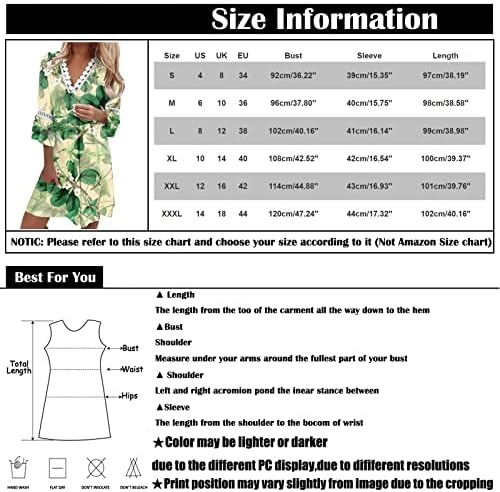 שמלות קיץ של אייאסו לנשים 2023 אופנה מודפסת טרייה עם צווארון 3/4 שרוולים מיני שמלה מזדמנת Boho Boho Sundress